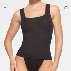 Skims Black Ribbed Tank Top